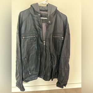 Men’s Calvin Klein Leather Jacket with hood, XL